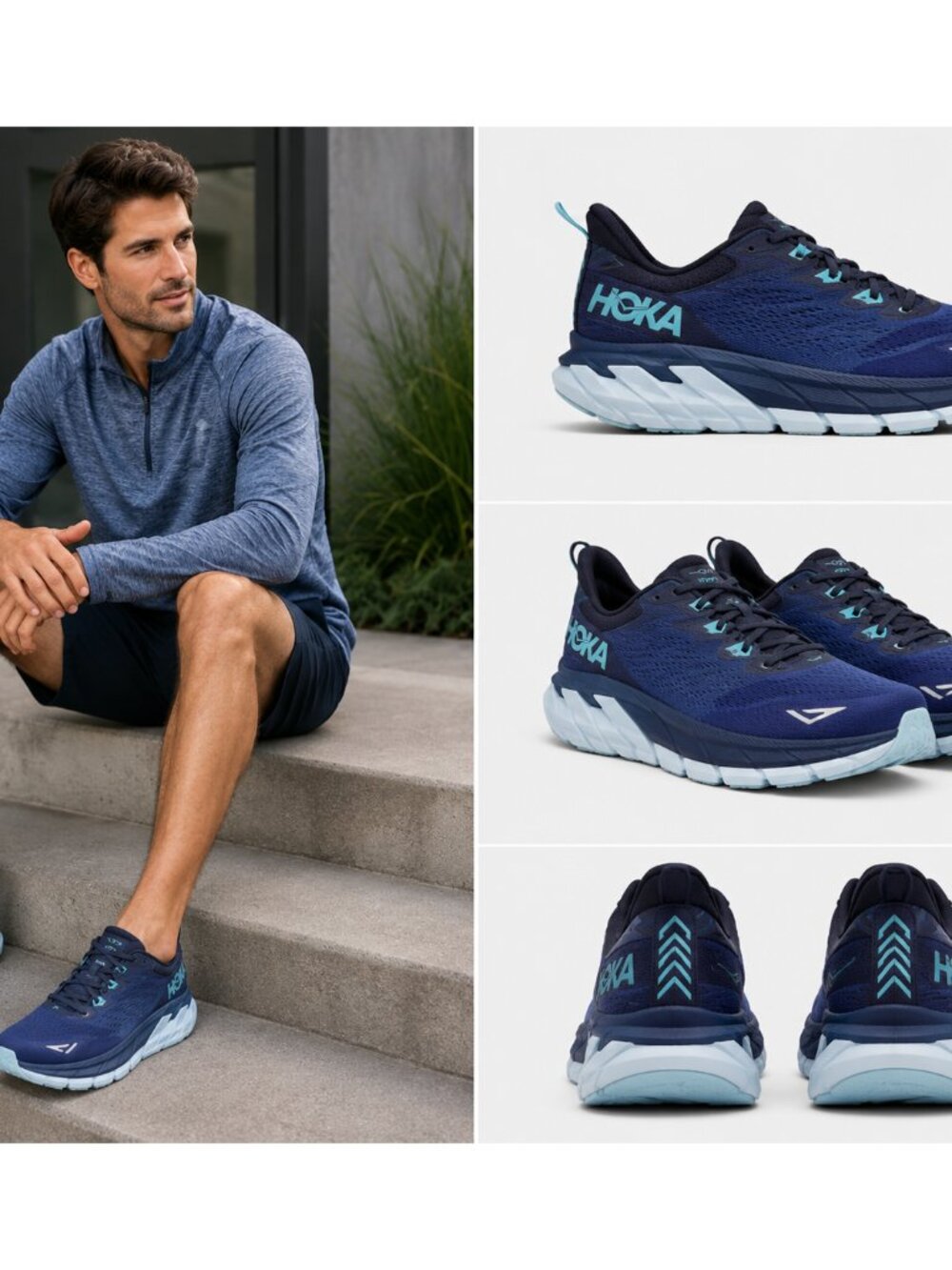 HOKA One Arahi 6 Men's Shoes Sz 9.5 D Outer Space Blue Mesh Lace Up Sneaker
